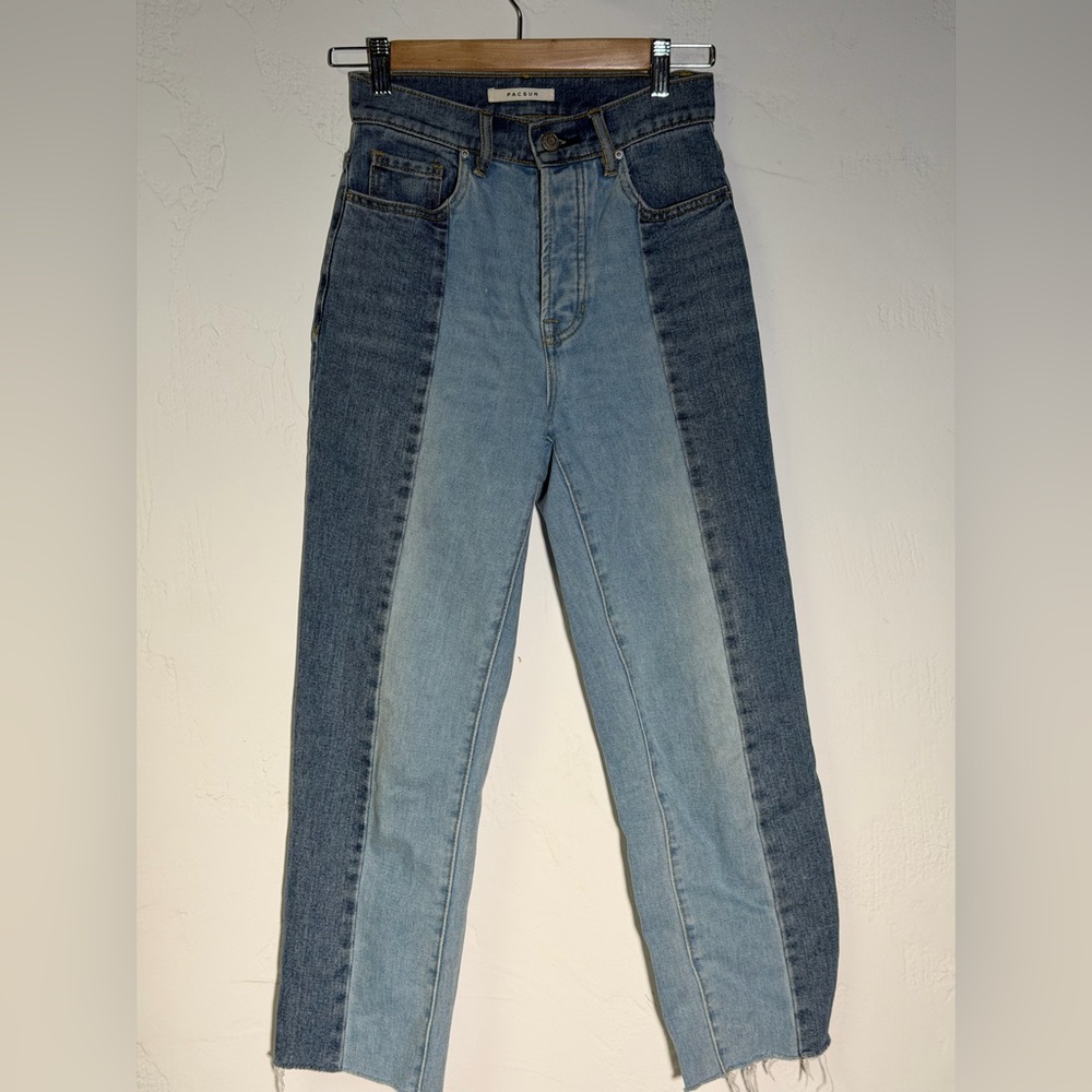 PacSun Two-Tone Denim Jeans | Size 23 Short | High Rise | Raw Hem